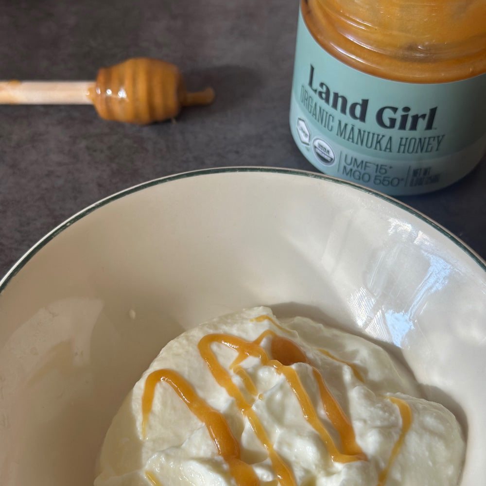 Try our UMF15+ organic honey on yoghurt